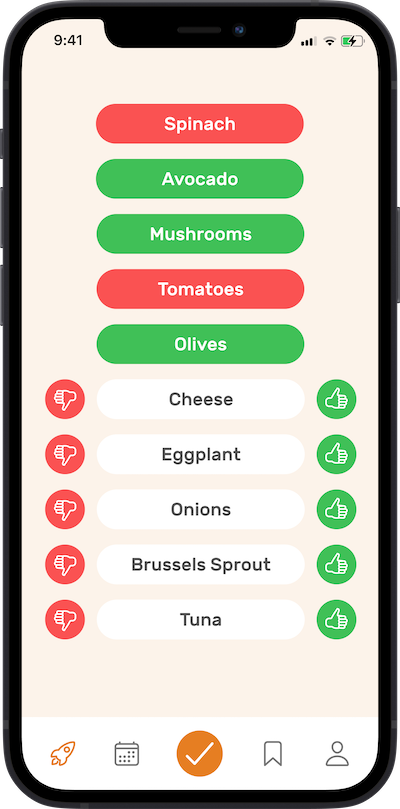 iphone app
preferences selection screem